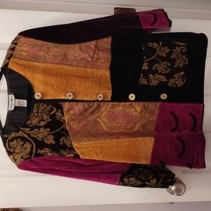 Vintage Jacket from Indigo Moon, size 1X. Brocade and velour, deep rich colors.